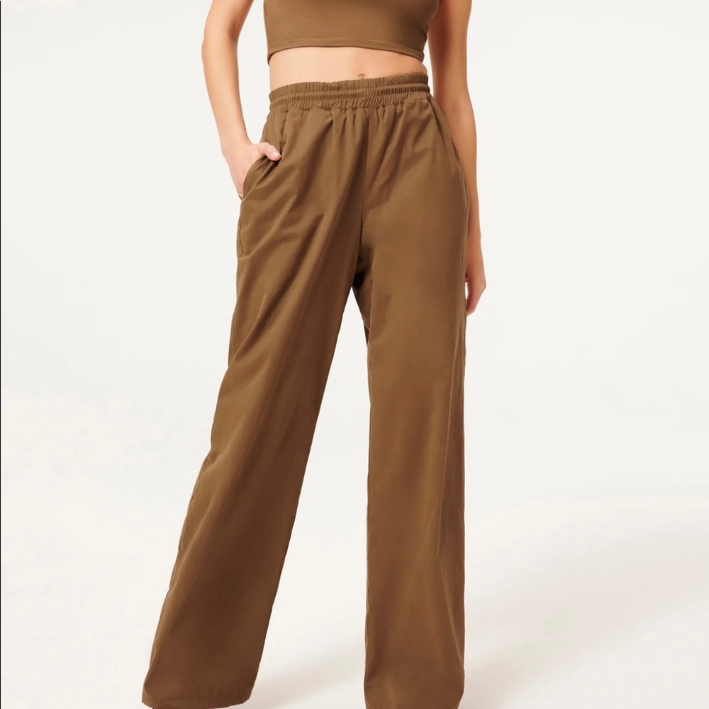 SUEDED TRACK WIDE LEG ZIP PANT